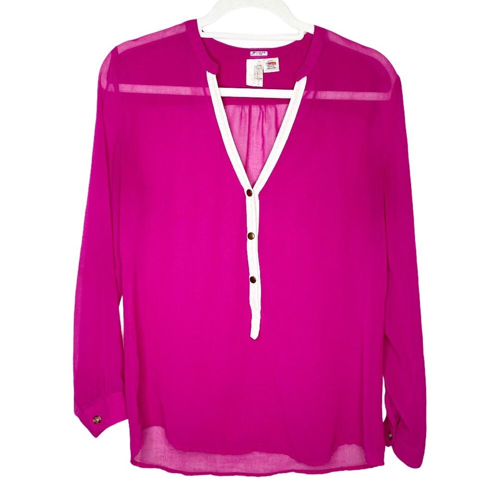 Anthropologie Birdcage Francesca Pink Blouse V-Neck Shirt Small